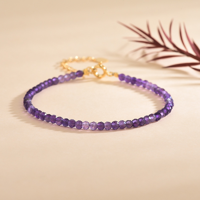 Natural Amethyst Bracelet Very Fine 3mm Amethyst Abacus Beads Cut Bracelet